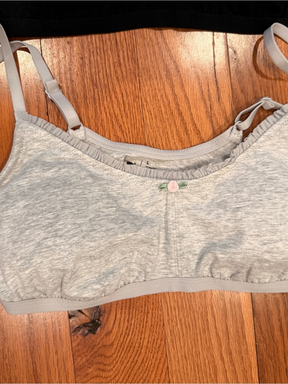 NWOT SOSO Women’s Cotton Comfort Bralette - Black and Light Gray - Picture 3 of 3